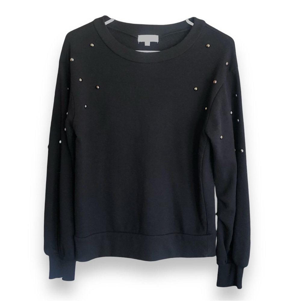 Iridescent Beaded Black Sweatshirt Size Small